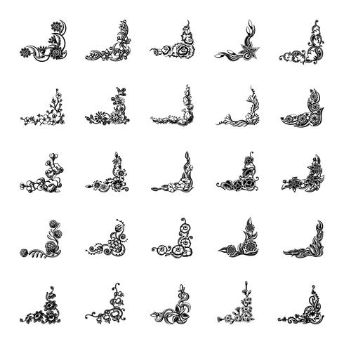 corner frame collection set. Floral elegant Design element vector. Collection set vector