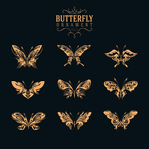 butterfly ornament set vector