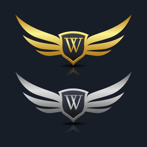 Logotipo del emblema de la letra W vector