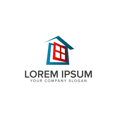 window house logo. Real estate logo design concept template vector