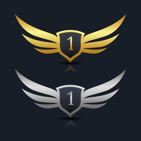 Wings Shield Number 1 Logo Template vector