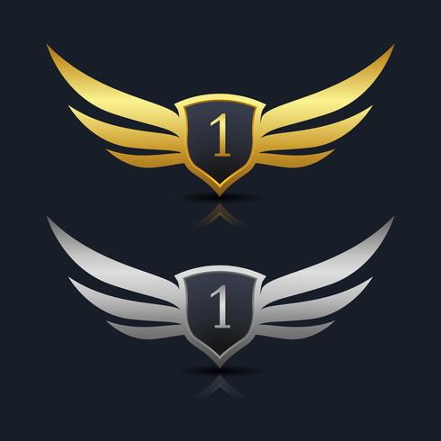 Wings Shield Number 1 Logo Template vector