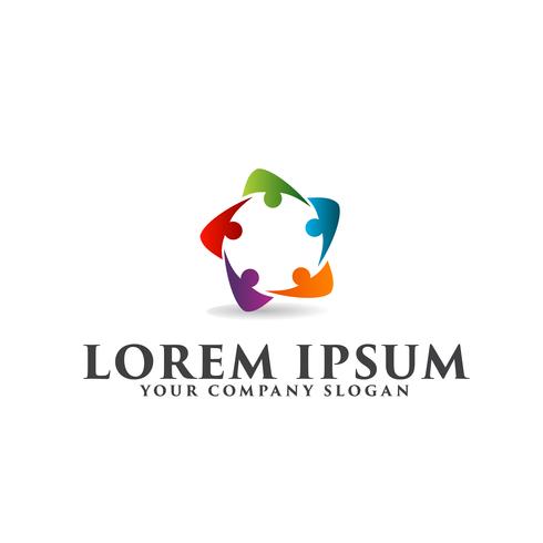 Logotipo de empresa y consultoría de personas. trabajo en equipo comunicación grou vector