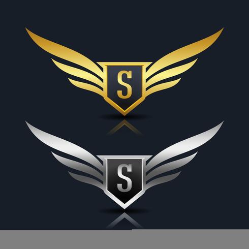 Plantilla de logotipo de Wings Shield Letter S vector