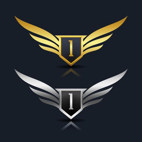 Wings Shield Letter I Logo Template vector