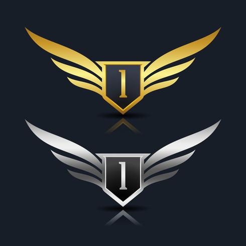 Plantilla de logotipo de Wings Shield Letter I vector