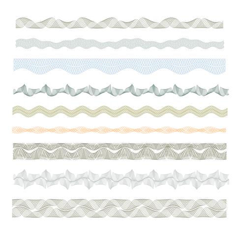 guilloche decorative borders set vector