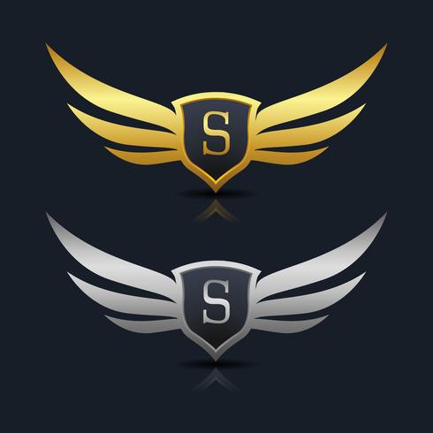 Plantilla de logotipo de Wings Shield Letter S vector