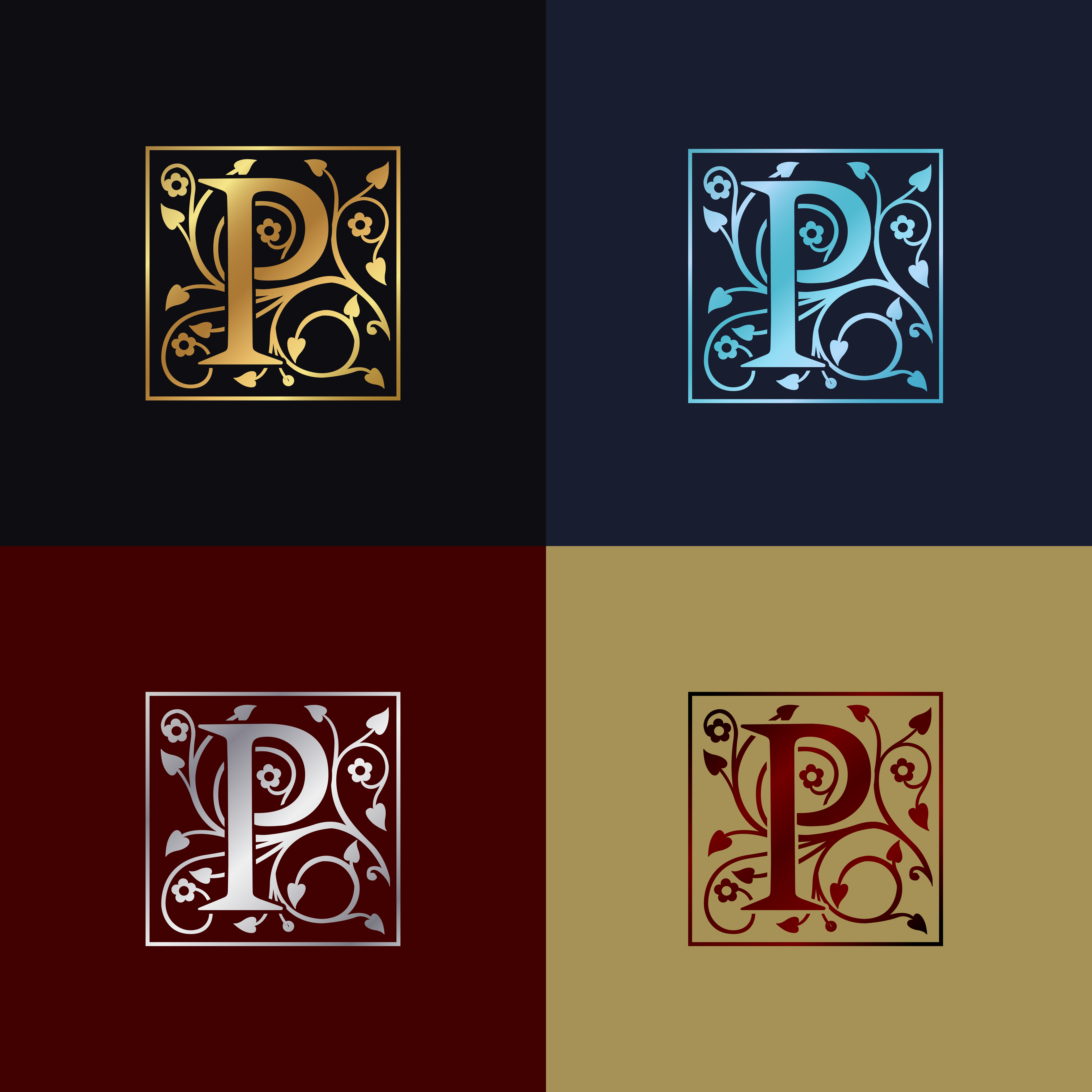  Letter P Decorative Logo 603636 - Download Free Vectors 