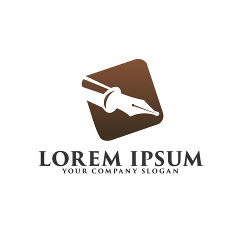 luxury pen logo. Fountain pen logo design concept template vector