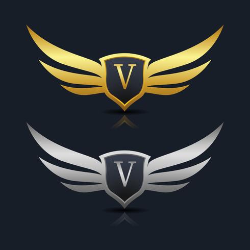 Logotipo de la letra V del emblema vector