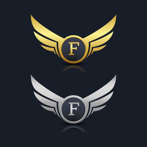 Wings Shield Letter F Logo Template vector