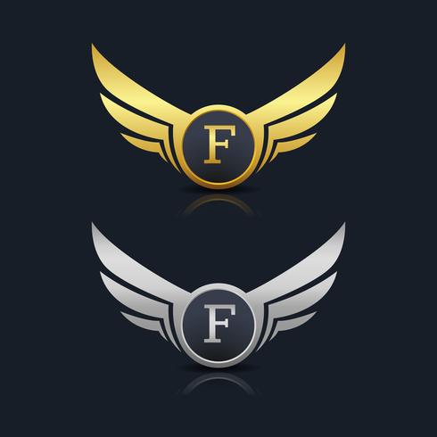 Wings Shield Letter F Logo Template vector