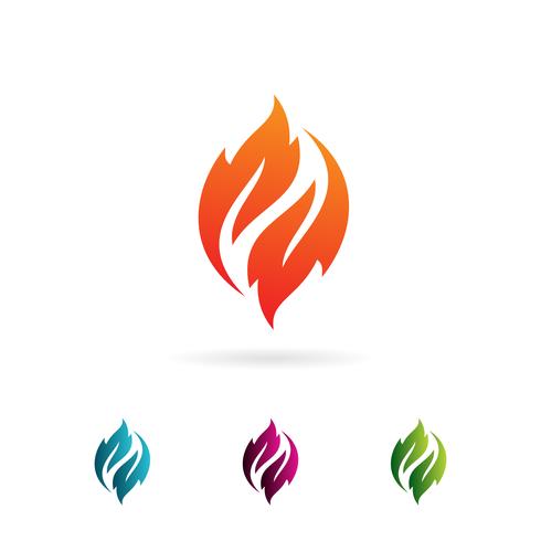 flame leaf logo design concept template vector