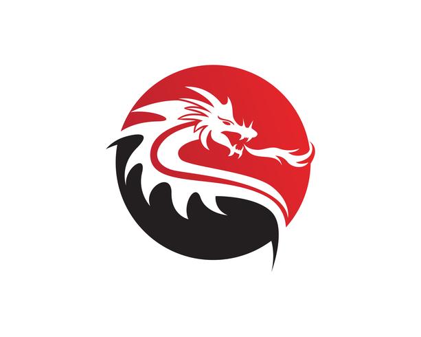 Head dragon flat color logo template vector illustration