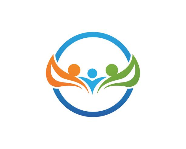 Plantilla de logotipo y símbolos de cuidado de la gente de éxito de salud vector