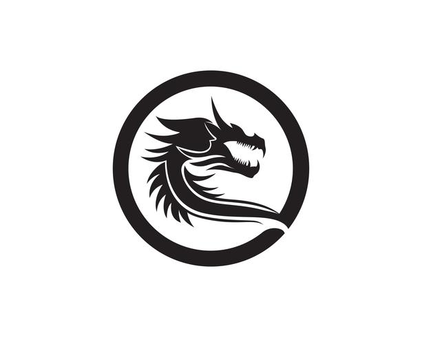 Head dragon flat color logo template vector illustration