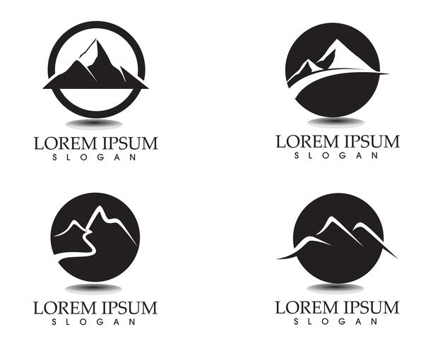 Plantilla de iconos de logotipo y símbolos de montaña naturaleza paisaje vector