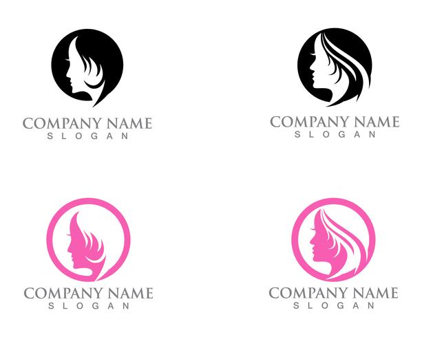 hair woman and face logo and symbols  vector