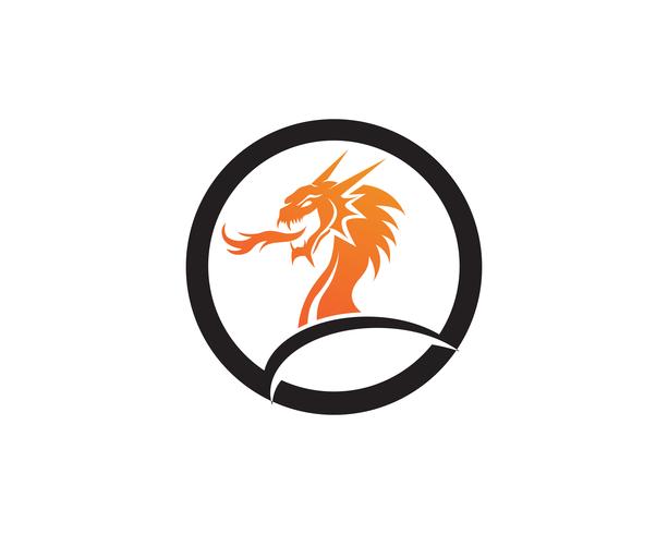Head dragon flat color logo template vector illustration