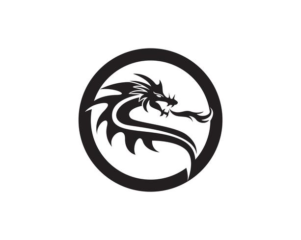 Head dragon flat color logo template vector illustration