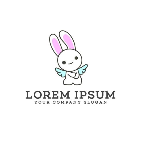 funny Angel Bunny cartoon logo design concept template vector