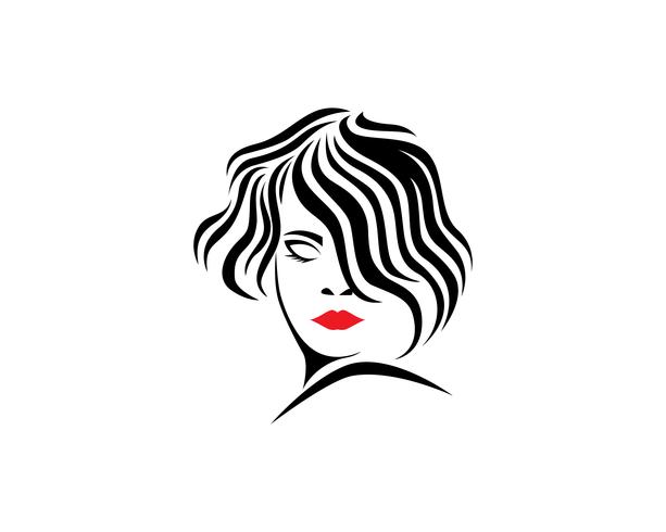 pelo mujer y cara logo y simbolos vector