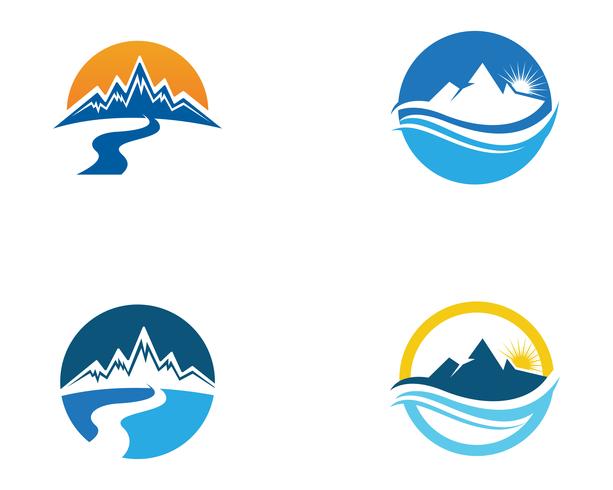 Plantilla de iconos de logotipo y símbolos de montaña naturaleza paisaje vector