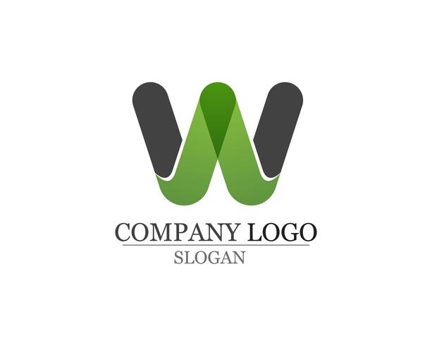 Aplicación de plantilla de símbolos y logotipo de empresa de letras W vector