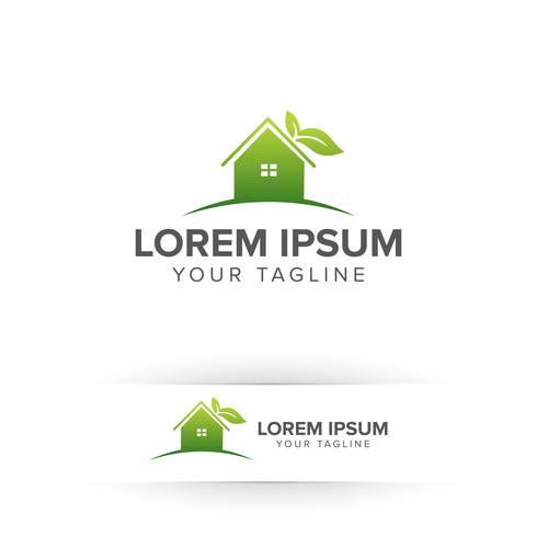 Green home eco house nature logo design concept vector