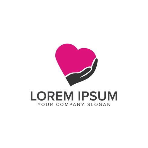 heart hand logo design concept template vector