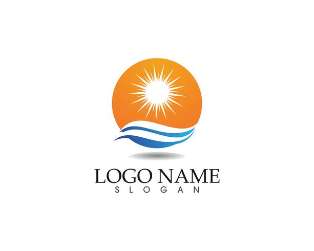 Sun logo and symbols star icon web Vector - 