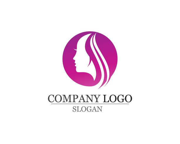 hair woman and face logo and symbols vector