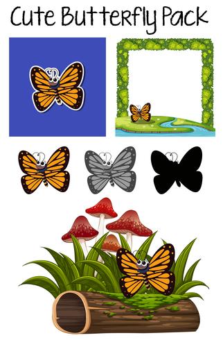 Un lindo paquete de mariposas vector