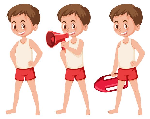 Set of lifeguard figures vector