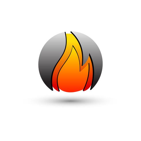 3d flame round logo design concept template vector
