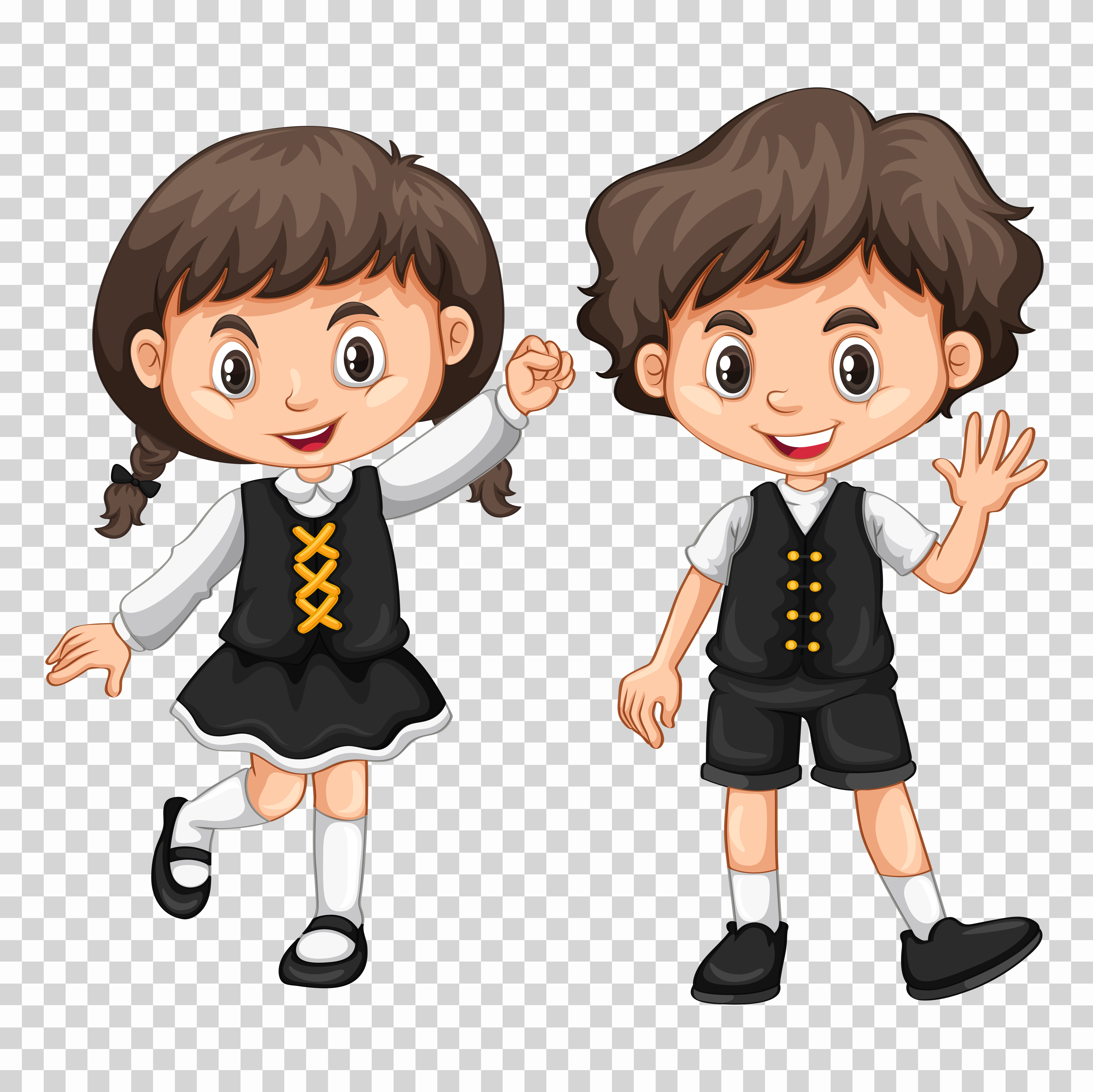 Boy And Girl With Black Hair Vector Art At Vecteezy