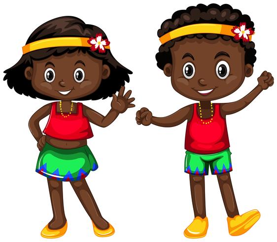 Papua New Guinea boy and girl on white background vector