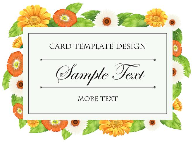 Card template with flowers in yellow and orange vector