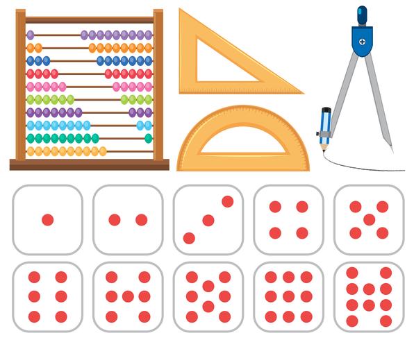 Set of mathematics equipments vector