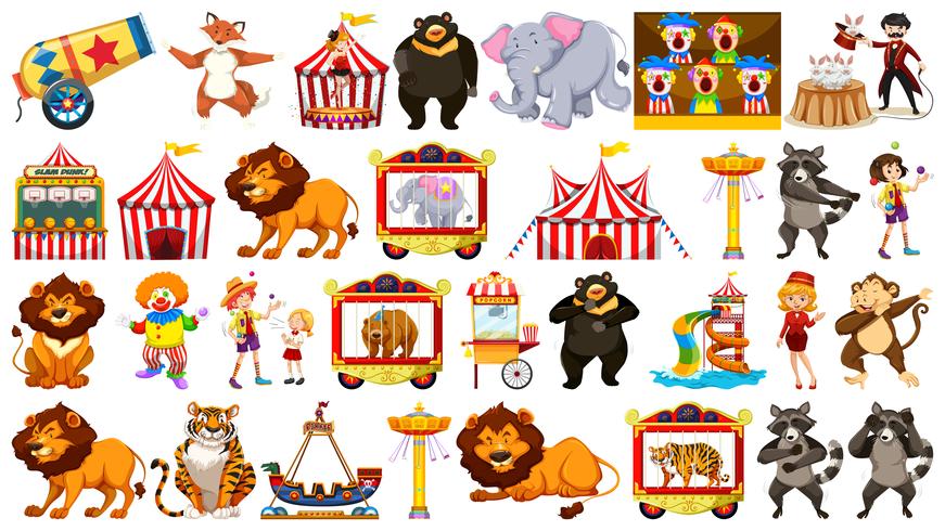 Set of circus object vector