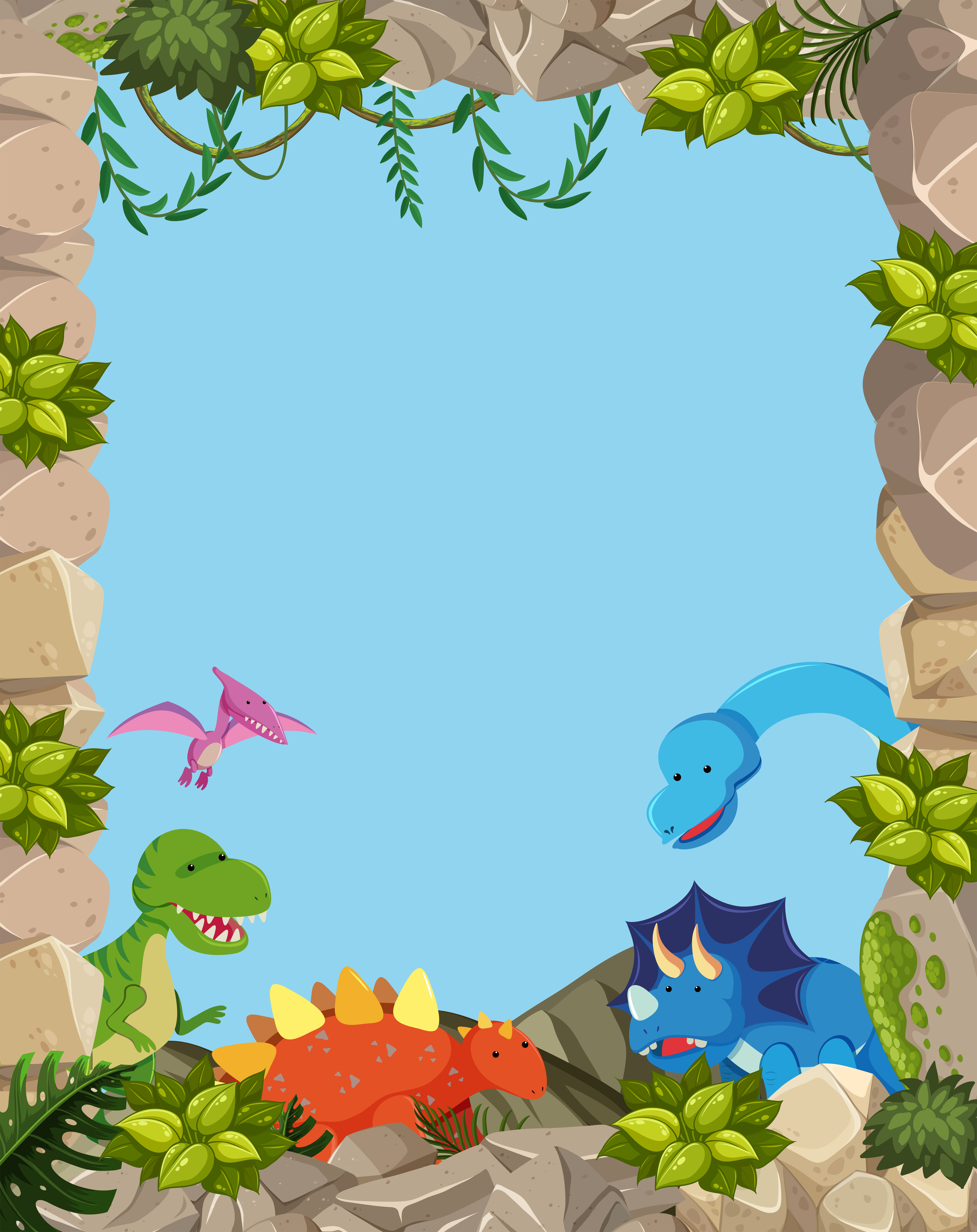 Nature cute dinosaur frame Download Free Vectors, Clipart Graphics