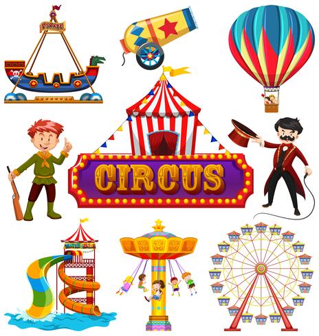 Conjunto de elementos de circo. vector