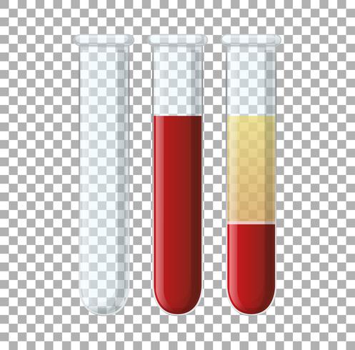 Conjunto de viles de cristal con sangre. vector