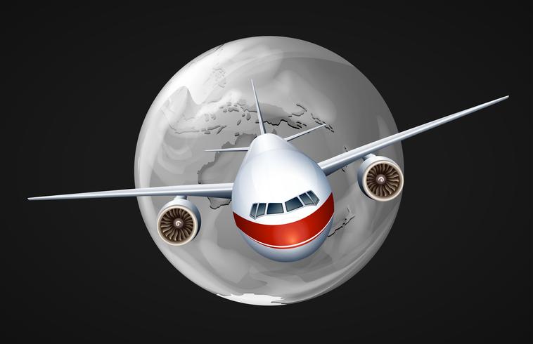 An airplane travelling around the globe vector