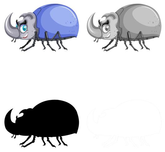 Set of beetle on white background vector