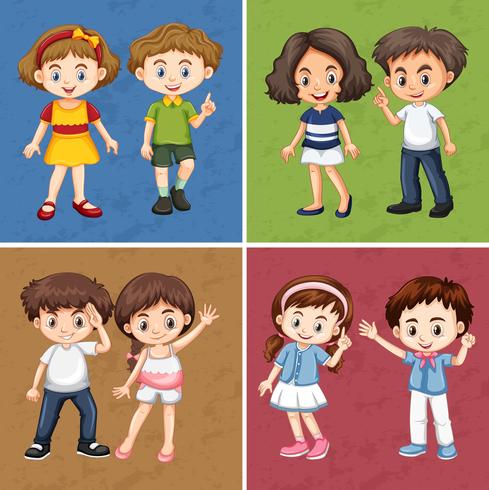 Children on different color background vector