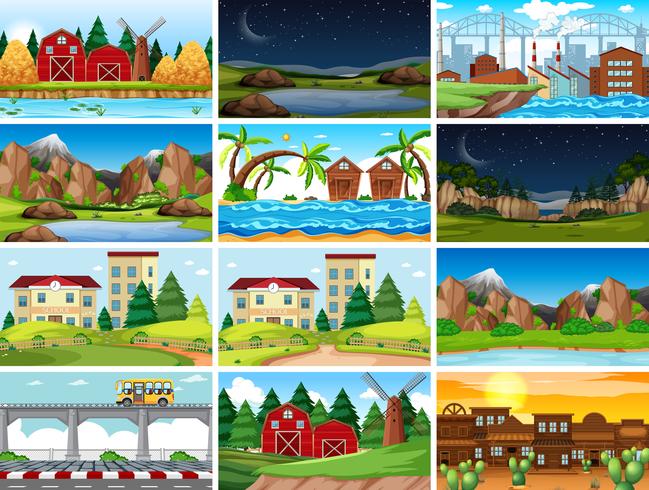 Set of nature landscape vector