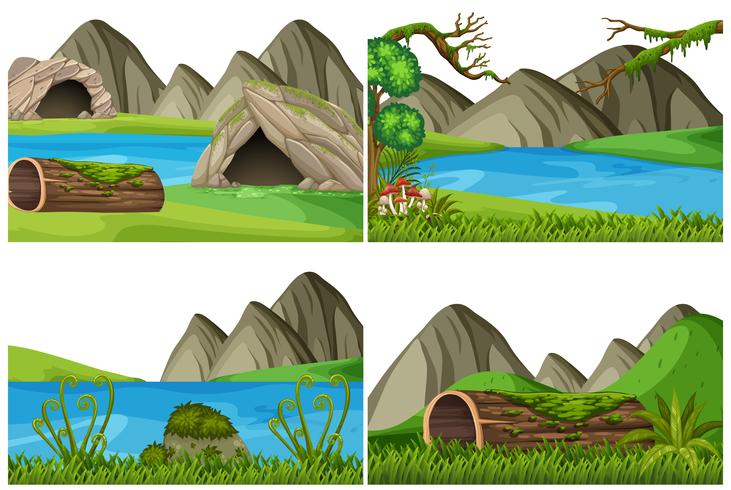 Conjunto de paisaje de la naturaleza vector