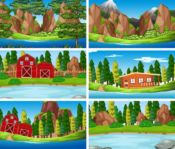 Set oa nature landscape vector